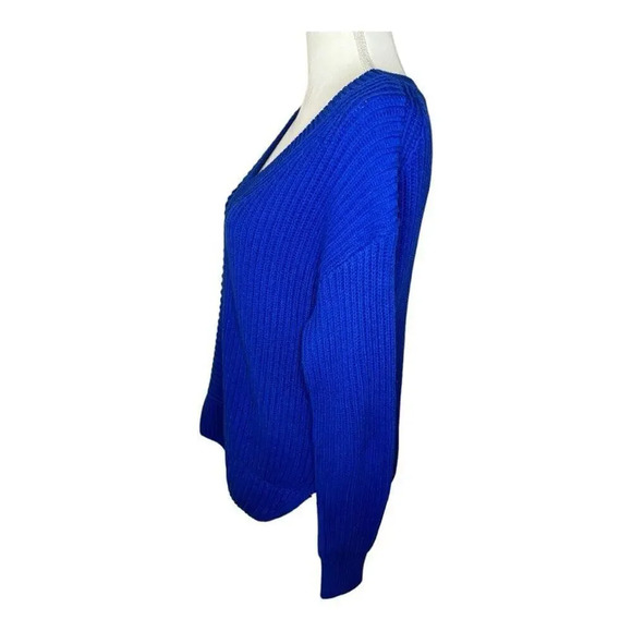 Simply Vera Vera Wang Women’s Small Ribbed V-Neck Sweater in‎ Vera Blue - Picture 3 of 8